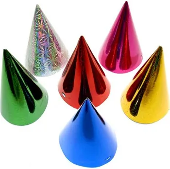 Klobouček karnevalový 6ks 16cm hologramový mix ME120