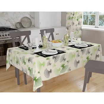 ubrus Orbytex Ubrus teflonový - vějíř zelený Rozměry: 120x180, Tvar: Ovál