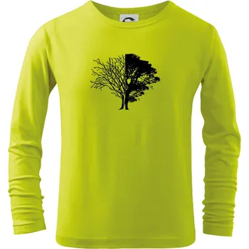 Chlapecké oblečení Life And Death tree - Triko dětské Long Sleeve - 104-110cm / 3-4 roky ( Limetková )