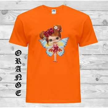 Dívčí tričko detske-levne-bavlnene-tricko-potisk-vila Barva: Orange - oranžová, velikost: 164