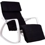 MODERNHOME Houpací křeslo nastavitelná podnožka dřevěné područky TXRC-03 Barva: černo-bílé