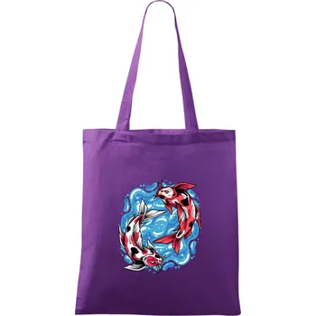 Yin & Yang Koi kapr - červený - Taška bavlněná - 42 x 38 cm ( Fialová )