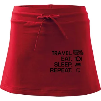 Dámská sukně Eat sleep travel - alkovna - Sportovní sukně - two in one - L ( Červená )