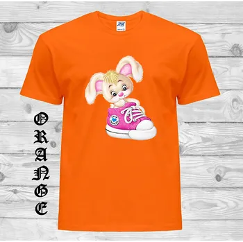 detske-levne-bavlnene-tricko-potisk-kralik-bota Barva: Orange - oranžová, velikost: 116