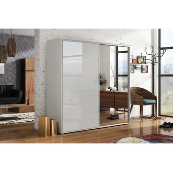 Šatní skříň Šatní skříň Ska A11 XL Barva korpusu: Grafit, Rozměry: 100 cm, Dveře: Černý lesk