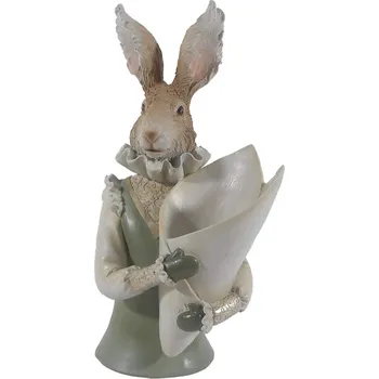 Velikonoční dekorace Dekorace zaječí paní v zelené vestičce - 16*13*30 cm