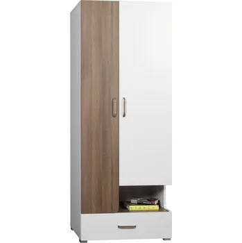 Šatní skříň Skříň dvoudvéřová arktická bílá/ořech FLEXI 01