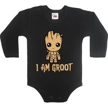 Kojenecký body Dětské body - Groot z filmu Strážci galaxie 2, Barva Černá, Velikost 92 / 18-24m, Canvas Dětské body Bezvatriko.cz 0072