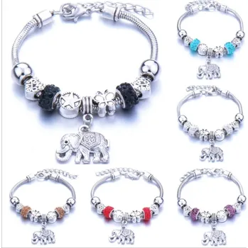 Souprava šperků Krásný módní náramek s přívěsky a slonem (Náramky a řetízky)