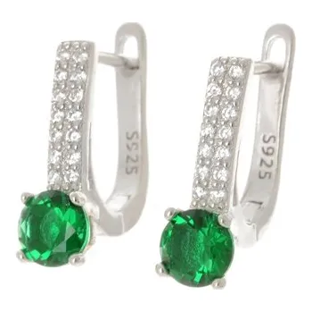 Náušnice Dámské stříbrné naušnice se zelenými zirkony STNAU1093F