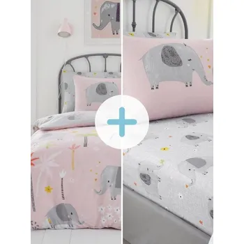Povlečení Sada dětského povlečení a prostěradla veselý slon