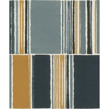 Tapeta Vliesová tapeta 484441 pruhy modrá, hnědá / Tapety na zeď Florentine III (0,53 x 10,05 m) Rasch