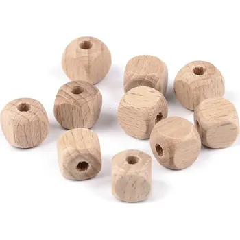Dětské navlékací korálky Dřevěné korálky kostka 12x12 mm - 10ks