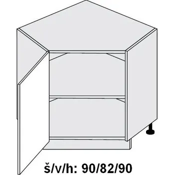 Kuchyňská skříňka Dolní skříňka vnitřní rohová EMPORIUM LIGHT STONE 90x90
