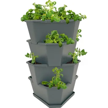 Květináč Recenze Paul Potato Čtyřpodlažní bramborová věž 44 cm šedá