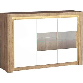 Knihovna Vitrína, 145 LIVINIO L-3 dub ribbeck/bílý lesk