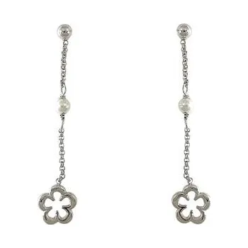 Náušnice Stříbrné náušnice s perličkami a kytkami