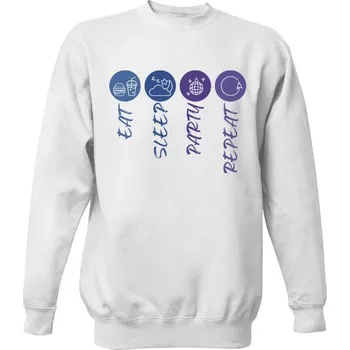 Pánská mikina Mikina bez kapuce Unisex s potiskem Eat, sleep, party, repeat pánské