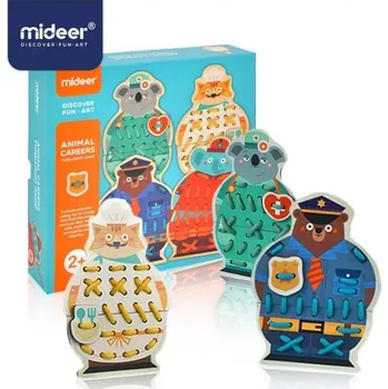 Dřevěná hračka MiDeer Provlékací zvířátka a jejich profese MD3085