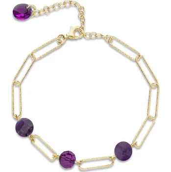 Náramek Stříbrný pozlacený náramek fialový Trilliant BG4706AM6AMD Amethyst