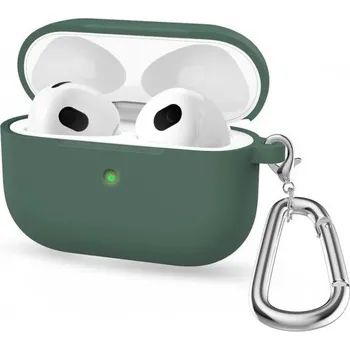 Silikonový obal s karabinou pro AirPods 3 - olivový