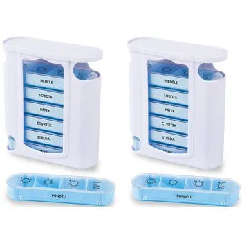 Dávkovač léků Home Life Dávkovač léků týdenní modrý/bílý 2 ks