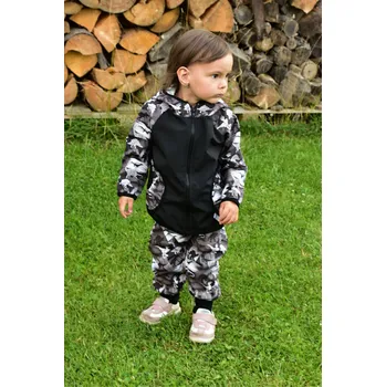 Chlapecké kalhoty Yháček Zimní softshellové kalhoty Yháček, dinosauři na šedé Velikost: 104