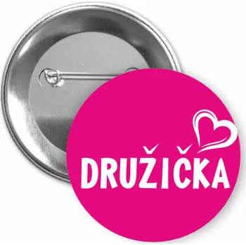 ON-DESIGN Placka s motivem Družička Barva: purpurová, Barva potisku: bílá, Typ buttonu: špendlík
