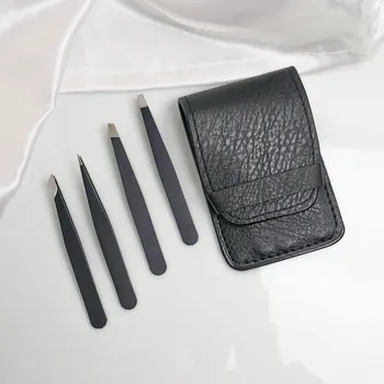 Kosmetický štětec Sada pinzet - černá (4ks)