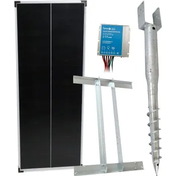 Ohradník Základní sada solární napájení ohradníku, panel 100 W, držák zemní vrut, konzole, regulátor 10 A