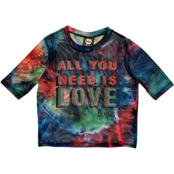 Merch The Beatles: The Beatles Ladies Crop Top: All You Need Is Love (mesh) (x-small) XS