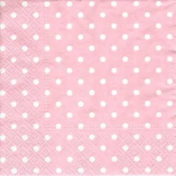Papírový ubrousek UBR43, Ubrousek, 16x16 cm, BÍLÉ PUNTÍKY NA RŮŽOVÉM, 1 kus