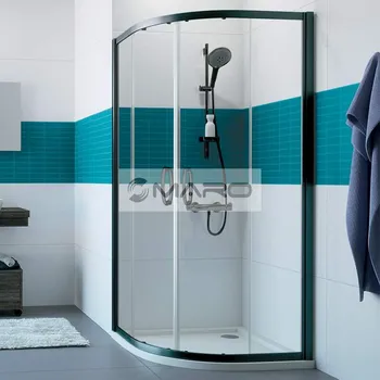 Smart20 Fantome Black Edition Kout sprchový čtvrtkruhový s posuvnými dveřmi R550 80 x 80 x 190 cm, profil: černý, výplň: čiré sklo s úpravou AntiPlaque, CU0603.123.322