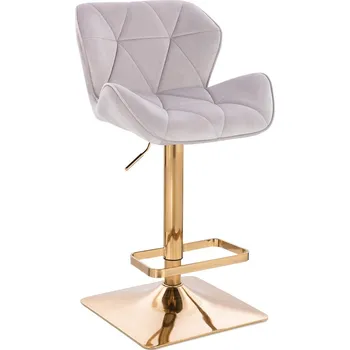 Barová židle Barová židle Horten velur základna zlatá - světle šedá