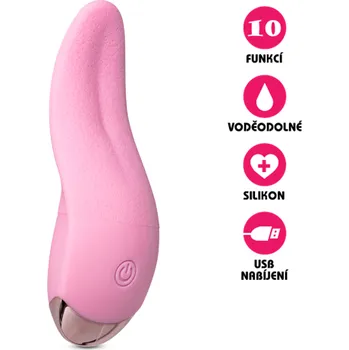 Vibrátor VšeNaSex.cz Silikonový vibrátor USB Sinful Tongue růžový