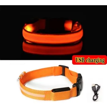 Obojek pro psa USB Svítící obojek pro psa S-XL - Oranžový,XS 28 -38 cm