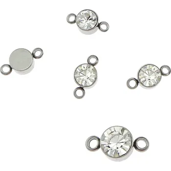 Materiál na výrobu šperku Ocelový konektor s krystalem 11x5mm - 1Ks+B - 1 Ks