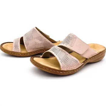 Dámské pantofle Dámské kožené pantofle 60812-31 RIEKER růžová Barva: růžová, Velikost: 42