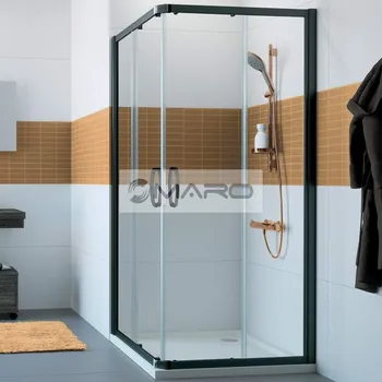 Smart20 Fantome Black Edition Kout sprchový čtvercový s posuvnými dveřmi 90 x 90 x 190 cm, profil: černý, výplň: čiré sklo s povrchovou úpravou AntiPlaque, CU0103.123.322
