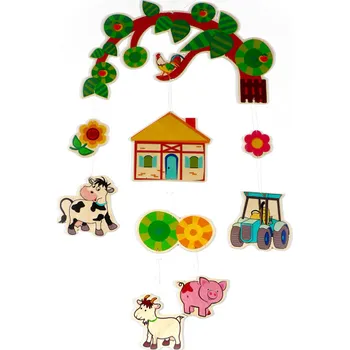 Dřevěný kolotoč nad postýlku FARMA - HESS