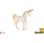Jednorožec bílo-zlatý zooted plast 16cm v sáčku
