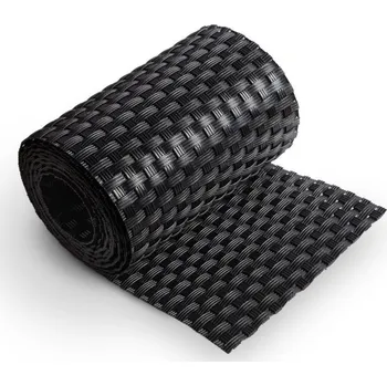 Příslušenství pro plot Černý plastový ratanový stínící pás \"umělý ratan\" - délka 255 cm a výška 19 cm