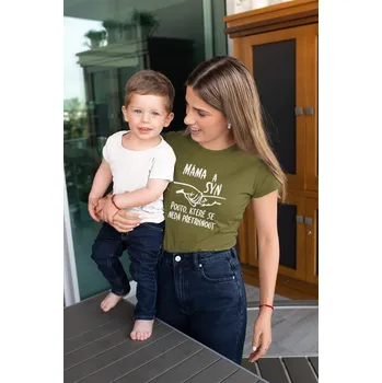 Dámské tričko Dámské tričko Máma a syn pouto Barva: Khaki, Velikost: XS