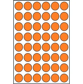 Papír Toppapír Print etikety barevné, kruh 15mm, 10 listů, A6, 48ks/list Barva: Reflexní oranžová