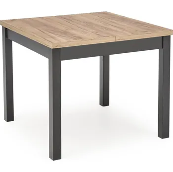 Jídelní rozkládací stůl TIAGO — 90x90x77 (+35), dekor řemeslný dub / černá Halmar