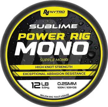 Nytro Vlasec Sublime Power Rig Mono 100m průměr a nosnost: 0,23mm 4,38kg