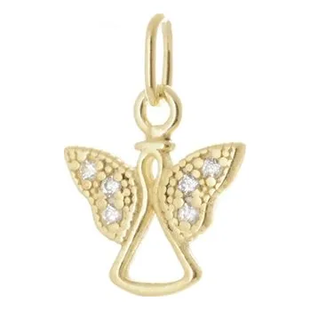 Přívěsek Stříbrný pozlacený přívěšek anděl se zirkony STRZ0982F