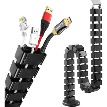 Organizér kabelů Organizér na kabely a vodiče 1,3m, vertikální kabelový kanál, černý