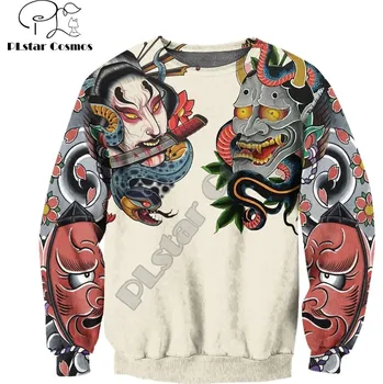 Pánská mikina Mikina s barevným potiskem 3D Oni Mask Tattoo Velikost: 3XL, Barva (Varianta): Mikina