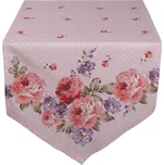 Růžový bavlněný běhoun na stůl s růžemi Dotty Rose – 50x160 cm